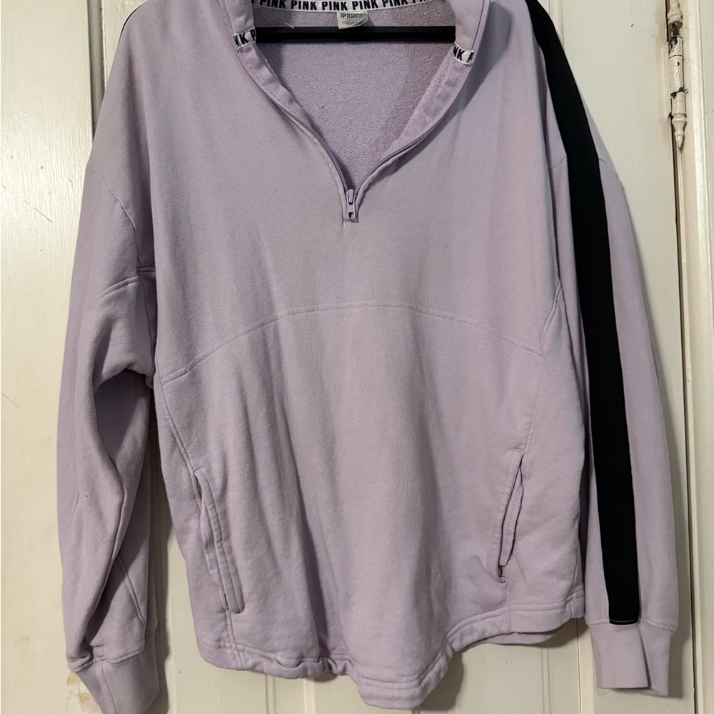 Victoria's Secret Lavender Zip-Up Sweater with Black Accent